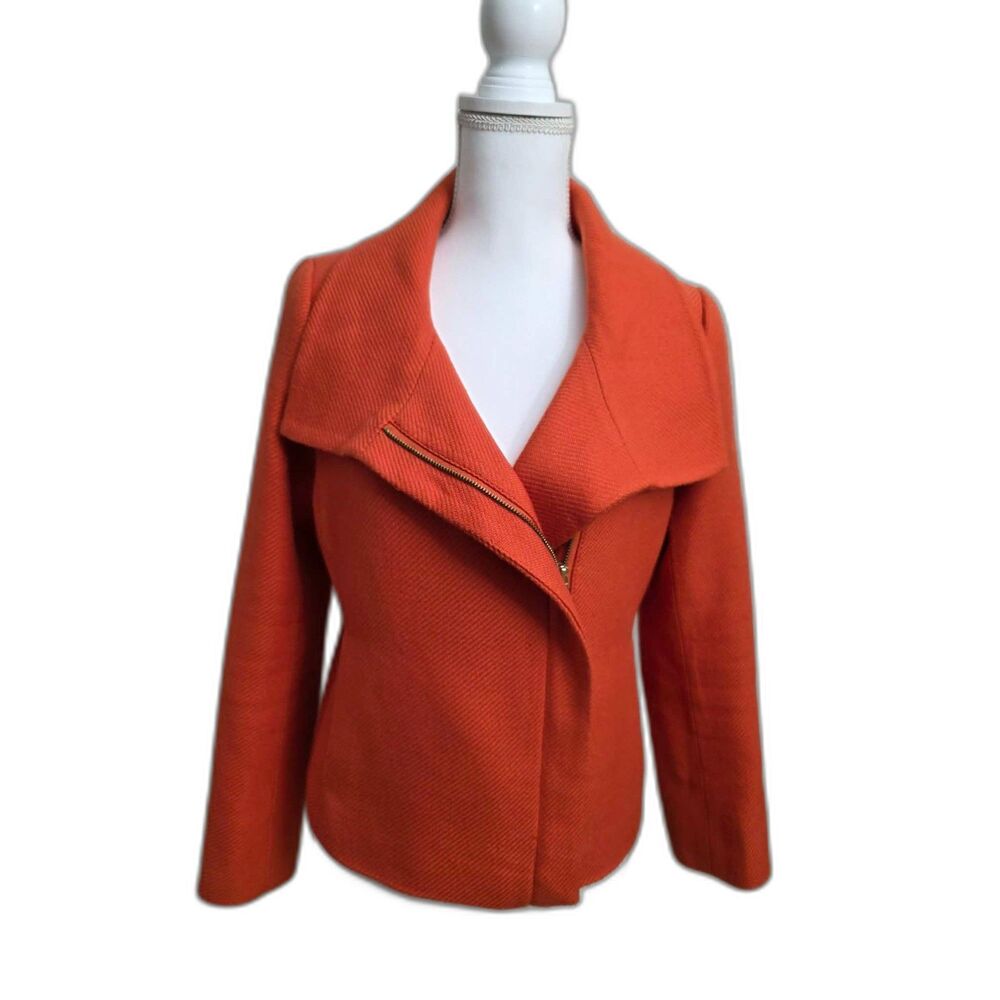 Talbots Petites Orange Textured Moto Jacket 8P